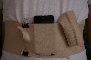 Device tucked into an elastic bandage